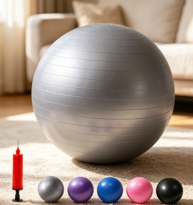 Burst-Resistant Pilates Ball with Pump for Therapy and Fitness - Image 2