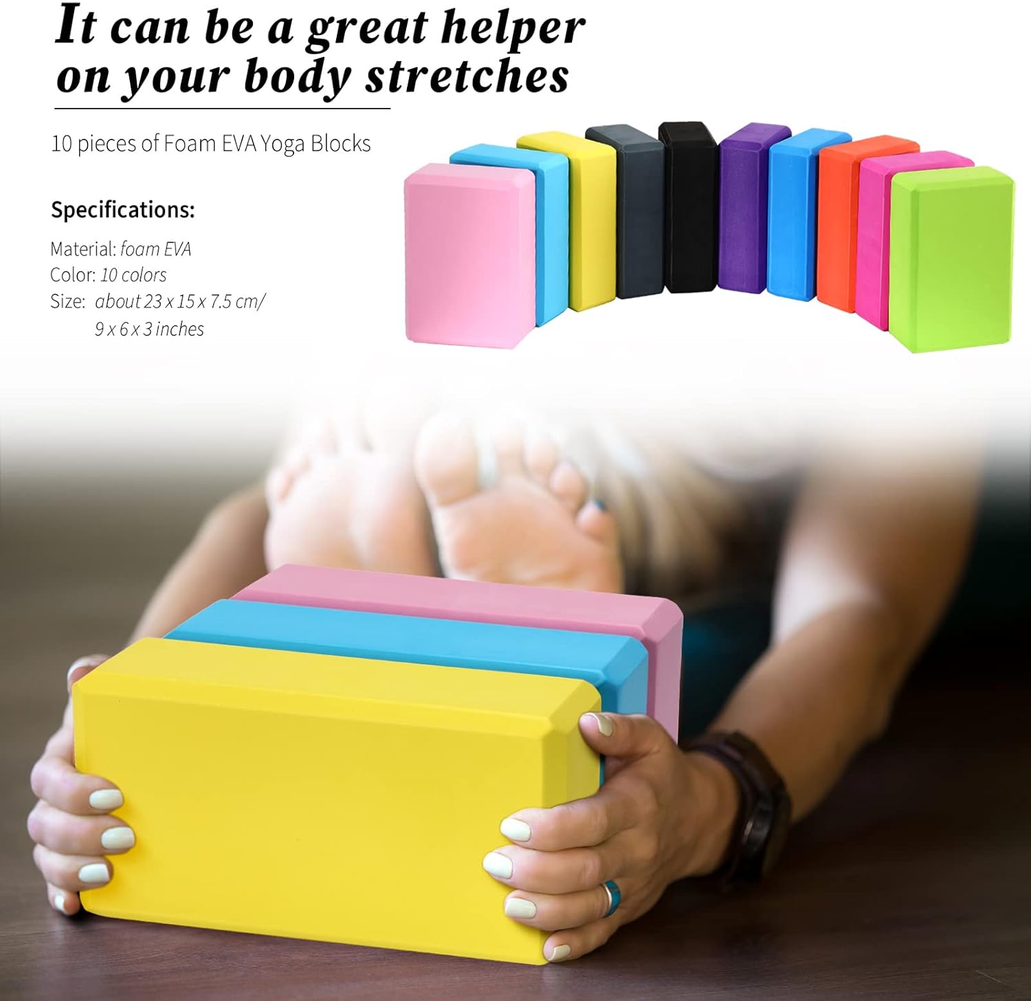 Lightweight, Non-slip EVA Foam Yoga Block & Pilates Stretching Set - Image 2
