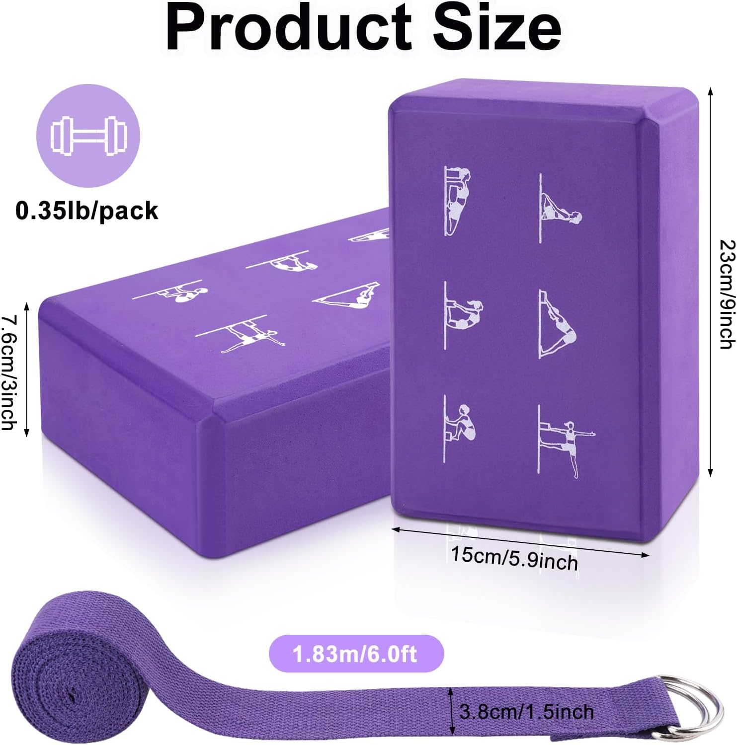 Non-slip EVA Yoga Block & Stretching Strap Pilates Set - Image 2