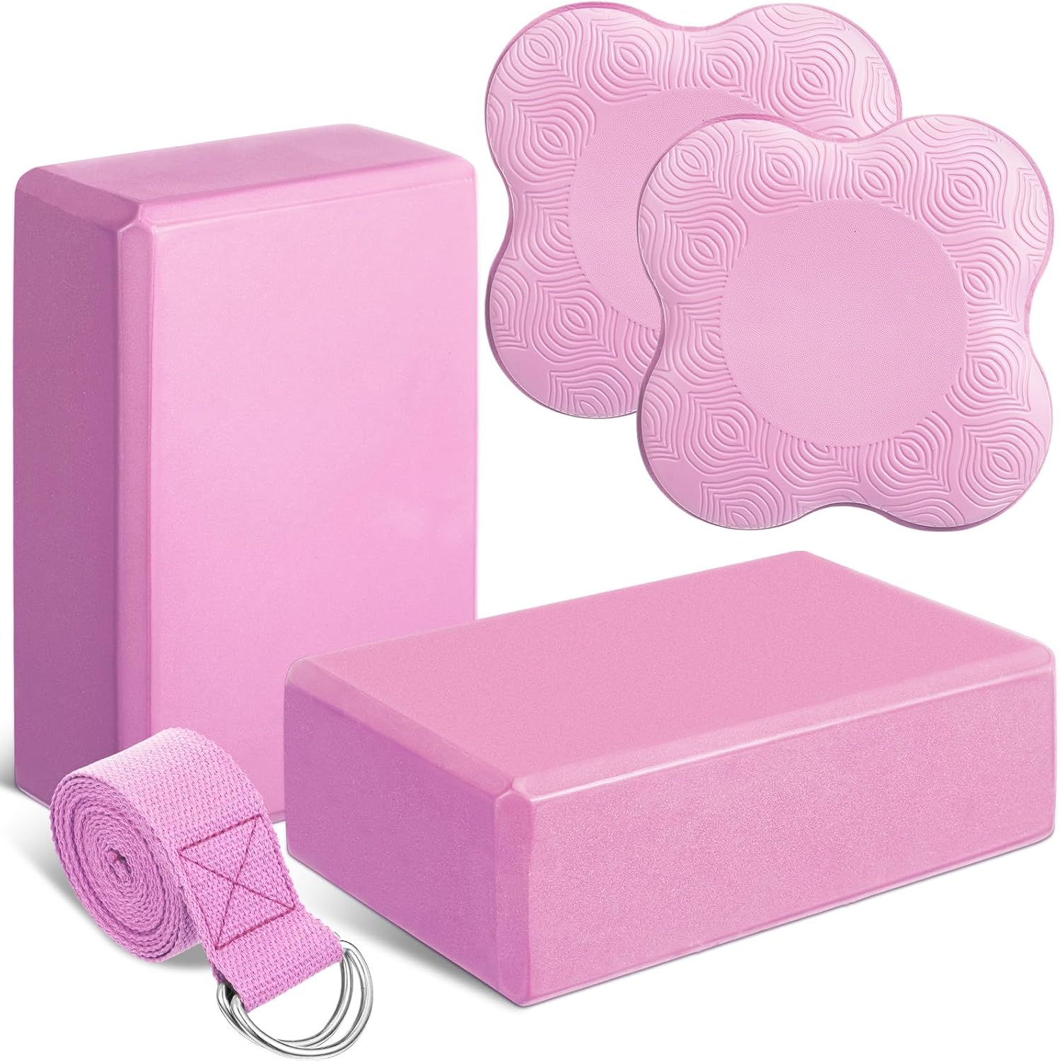Foam Block, Knee Pad, & Strap Set for Pilates Balance & Stretching