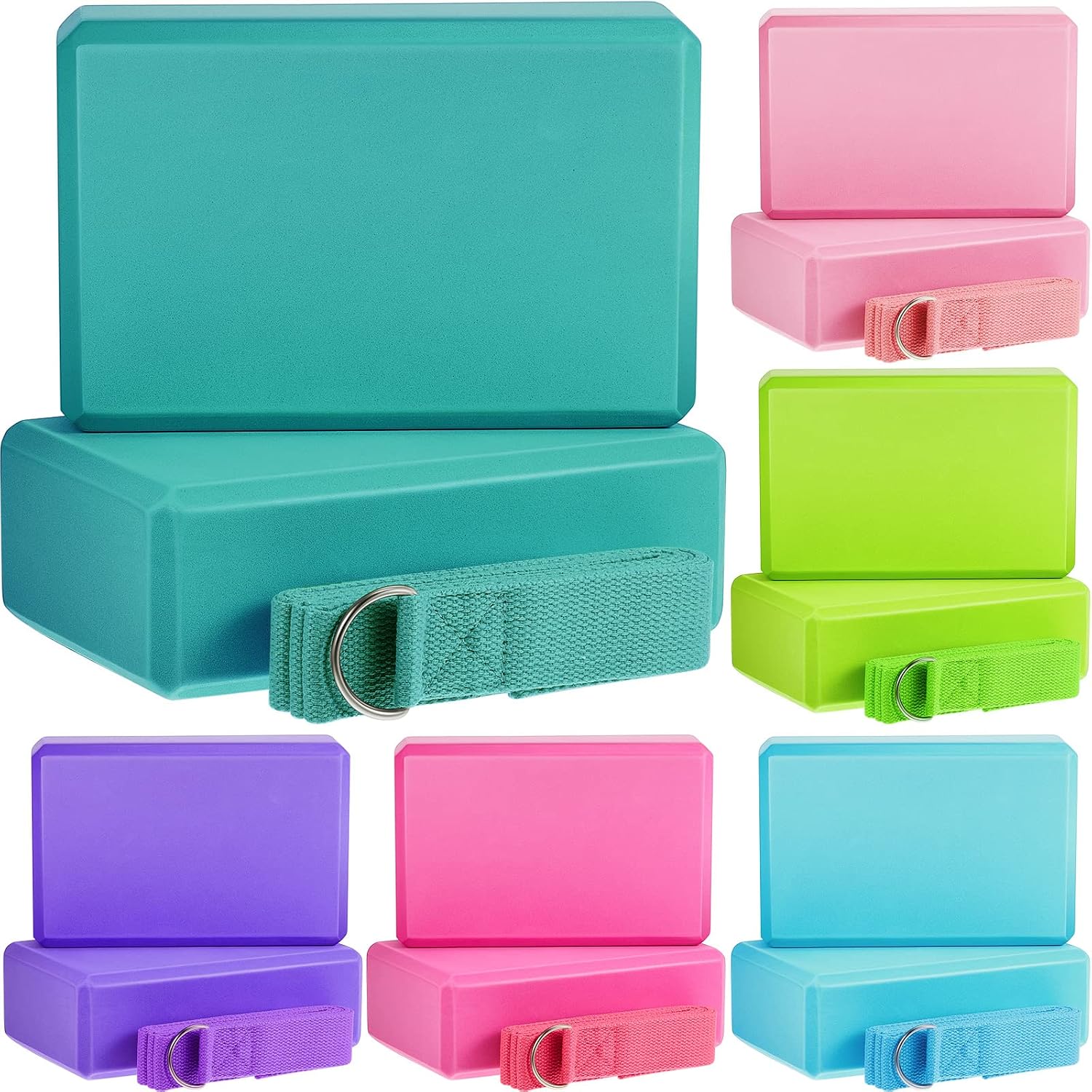 Yoga Block & Stretching Strap Combo for Pilates & Fitness Training